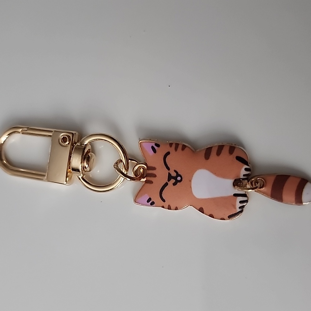 CAT ZIPPER Dangle Tail Pull purse charm Or Charm bracelet Lobster claw C…